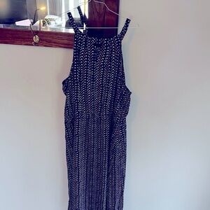 Reitmans Maxi Dress High Neck Sleeveless Navy Colourful Wedding Party Church